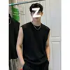 Camiseta regata estilo americano para homens, colete fino e solto de verão, roupa esportiva masculina para fitness e basquete, regata sem mangas