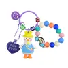 Pulseira Fofa de Contas Figurinha de Pato Pequeno Chaveiro de Carro Criativo Corrente de Contas Coloridas Contas com Letras de Coração Pingente de Bolsa