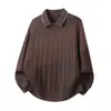 Ropa para Hombre Muqiu 2026 Nueva Camisa de Punto de Manga Larga Estilo Old Money Acanalado para Hombre Cuello de Gaviota POLO Top Casual