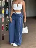 Pantalones deportivos de pierna ancha de tiro alto con cordón, estilo Y2K transfronterizo, estilo europeo y americano, pantalones casuales holgados con caída, versátiles para otoño e invierno, con bolsillos