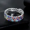 Pulsera Elástica Europea y Americana Nueva Incrustada de Diamantes Estilo Ins de Alta Apariencia Blanqueadora Súper Brillante Elegante Pulsera Joyería de Novia