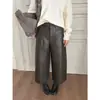 Icciicc Trece Líneas Retro Terciopelo Compuesto Piel Sintética Pantalones Casuales para Mujer Invierno Adelgazantes Acortados Ligeramente Curvados Pantalones 1645