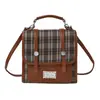 Mochila Feminina de Design Exclusivo 2025 Nova Moda Outono Mochila Pequena de Alto Padrão Bolsa de Mão Xadrez Tendência