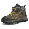 Zapatos de algodón de invierno para niños, forrados de felpa y engrosados para abrigar, botas grandes de algodón estilo noreste, tallas medianas y grandes, botas de nieve para exteriores con punta de acero para niños
