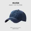 Gorra de Béisbol Rota Desgastada Estilo Retro Americano Protección Solar para Mujer Versátil Adelgazante Facial de Marca de Moda Gorra con Visera Letreada para Hombre