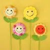 Día del Maestro Flores Artificiales Tejidas a Mano Girasol Sonriente Flor Eterna Terminada Lana Flores Creativas Adornos Regalos