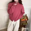 2026 Otoño e Invierno Nuevo Estilo Estilo Simple Suéter Holgado Chaqueta para Mujer Estilo Coreano Estilo Perezoso Doble Cremallera Cuello Alto Cardigan de Punto