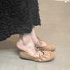 Sapatilhas Retro de Couro Macio Pregueadas de Nicho com Bico Baixo para Mulheres Primavera e Outono Novos Sapatos Mary Jane Versáteis