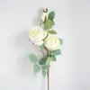Flor Artificial Rosa Floco de Neve Borda Queimada Europeia Retro Outono Flor Falsa Flor de Seda Decoração de Casa com 4 Cabeças