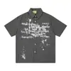 Camisa de Algodón de Manga Corta Wildman Base Estilo Retro Americano Estampado de Graffiti Salpicado Letra Cuadros Verano Nuevo 26