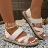 Sandalias para Mujer 2026 Primavera Nuevas Planas Estudiante Romanas de Playa Suela Suave Tira Cruzada Tallas Grandes Zapatos de Mujer