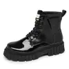 Zapatos de Hombre Otoño e Invierno Nuevos Botas de Motocicleta de Caña Alta Negras Botas de Trabajo Retro de Suela Gruesa que Aumentan la Altura Botas Martin Casuales de Moda