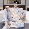 Manga 2026 Fuente Pijama para Hombre Temporada de Primavera y Otoño Largo Casual Talla Grande Holgado Se Puede Usar Fuera de Casa Ropa para el Hogar