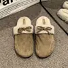 Chinelos de algodão slip-on 2026, felpudos e quentes, com laço, chinelos fechados peludos para uso doméstico para mulheres, adequados para uso externo, estilo retrô