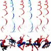 Suprimentos de Decoração para Festa de Aniversário Infantil, Bandeiras Decorativas, Decorações Penduradas Espirais com Tema Homem-Aranha, Velas para Bolo, Balões de Flores