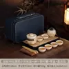 Juego de Té de Viaje de la Cerámica Ru de Dunhuang - Logo Personalizado para Reuniones de Empresa y Regalos de Aniversario - Souvenir Práctico para Clientes