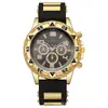 Produto popular de comércio exterior, relógio masculino casual de alta estética com display digital de três olhos, mostrador grande, elegante relógio de pulso de quartzo com pulseira de silicone