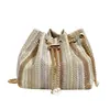 Bolsa Transversal Arco-Íris Tecida Fresca e Doce 2026 Nova Moda Estilo Japonês Tendência Pingente de Pérola Bolsa de Ombro Transversal