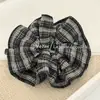 Scrunchie de Tecido Xadrez Vintage para Mulheres, Elástico Versátil para Rabo de Cavalo Estilo College, Corda de Cabelo Fashion para Coque