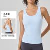 Top de Yoga de Estilo Delgado de Verano con Almohadillas Integradas en el Pecho, Ropa Interior Antibacteriana, Sujetador Deportivo para Mujeres que Realzan la Espalda para Pilates y Fitness