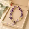 Colgante de Teléfono de Piedra Amatista Natural Irregular para Mujer, Cadena de Teléfono de Pulsera de Cristal Estilo Ins, Accesorio DIY