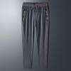 Pantalones de seda de hielo para hombre, nuevos pantalones largos de verano de secado rápido, pantalones finos y sueltos con aire acondicionado, pantalones deportivos casuales de talla grande con nariz elástica