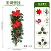 Decoração de Natal transfronteiriça, pendente de parede, poinsétia artificial, azevinho, bagas douradas, arranjo floral invertido, enfeite pendurado para decoração de janela