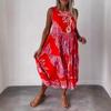 2024 Europa e Estados Unidos verão transfronteiriço novas roupas femininas estação independente AliExpress moda impressão vestido sem mangas com cadarço
