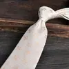 Camisa Formal para Hombre con Corbata, Color Beige Claro Estilo Verano, Corbata Profesional de Negocios Rayada Jacquard Atada a Mano de 8cm