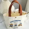 Bolsa de Lona Pequeña Bolso Versátil Bolso de Mano Estudiante Femenina Linda Bolsa para Lonchera Bolso de Mano Bolsa para Almuerzo de Trabajo Casual