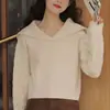 Suéter de Punto Suave Waxy de Manga Larga, Color Sólido Retro, de Solapa, Versátil, para Mujer, Nuevo Estilo Coreano, Otoño e Invierno 2023