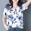 2025 Comércio Exterior Transfronteiriço Amazon Camiseta Floral Feminina Manga Curta Estampada Gola Redonda Estilo Fino Venda Quente Transfronteiriça