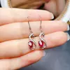 Pendientes de Rubí Natural Populares al por Mayor de Fábrica con Incrustaciones de Plata S925 Piedra Principal 4*6 Joyería de Lujo Directamente de Fábrica