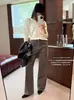 Jeans de Pierna Ancha Estrecha Lavados Elásticos en Cuatro Direcciones Moda Estilo Lujo Otoño Su Xinlan/YOUMO para Mujer 95292-3