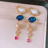 Conjunto de Colar e Brincos Fashion Quadrados de Zircônia Vintage Exquisitos, Conjunto de Joias de Corrente de Clavícula de Luxo Leve de Alta Qualidade