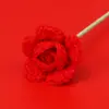 Lana Tejida Terminada Cabeza Única Rosa Barbie Rosa Artificial Regalo de San Valentín Decoración del Hogar Venta al por Mayor
