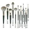 Cangzhou Brocha Súper Suave para Base de Maquillaje, Rubor, Sombra de Ojos, Contorno Flor 14 Piezas Set de Brochas de Maquillaje Nube Verde Herramientas de Belleza