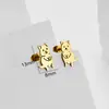 Pendientes de Acero Inoxidable Estilo Japonés y Coreano con Animales de Dibujos Animados Lindos Pendientes de Mascota Cachorro Pendientes Chapados en Oro de 18 Quilates