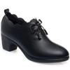 2020 Outono Novo Estilo Mãe Sapatos Sola Macia Confortável Boca Profunda Sapatos Femininos de Meia-idade Salto Médio Sapatos de Couro de Meia-idade com Salto Grosso