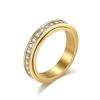 Anillo giratorio de titanio con incrustaciones de diamantes de acero de viento europeo y americano de Amazon para aliviar la ansiedad y la descompresión, joyería de mano de nicho, generación de puntos