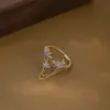 Anillo Abierto de Dos Tonos Electroplateado de Moda Estilo Coreano y Japonés para Mujer, Lujo Ligero, Gama Alta, Anillo Único y Elegante