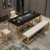 Mesa de Chá e Cadeira de Madeira Maciça Simples Moderna Combinação para Reunião de Escritório Negociação Mesa Pequena Retangular e Cadeira Conversa de Chá
