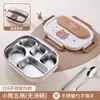 Caja de Almuerzo Aislada de Acero Inoxidable 316 Dibujos Animados Estudiante Compartimentos Caja de Almuerzo con Cubiertos Trabajador de Oficina Plato de Almuerzo Portátil Caja de Almuerzo