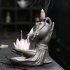 Quemador de incienso con reflujo de arena morada transfronteriza, adornos artesanales, quemador de incienso con reflujo de loto de bergamota creativo, accesorios para el hogar