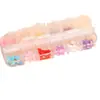 Accesorios de resina acrílica con forma de lazo pequeño con taladro en caja, joyería para uñas DIY, carcasa de teléfono, material de taladro para stick de belleza