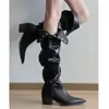 Botas de montar de caña alta, estilo moda europea y americana, punta fina, diseño de nicho, para mujer, convertibles a botas por encima de la rodilla, nuevo estilo 2026