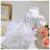 Roupas para Pet Cachorro Manga Bufante Camiseta Básica Marzis York Verão Corpo Pequeno Saia de Gaze Quente Saia Básica com Strass