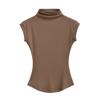 Verão Slim-Fit Sexy Estilo de Rua Gola Meio Alta Sem Mangas T-Shirt Sexy Efeito Emagrecedor na Cintura Top Curto Pura Luxúria