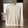 Suéter de Cachemira para Hombre de Doble Hilo Engrosado de Cuello Medio Alto Pulóver Holgado de Punto Color Sólido Capa Base Invierno Otoño Suéter de Lana