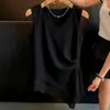 Camisola de algodón de seda con dobladillo de encaje y cuello redondo para mujer, nuevo estilo de verano, talla grande, top plisado irregular